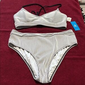Cupshe Black and White Striped Bikini